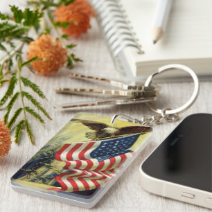 Vintage Patriotism, Patriotic Eagle American Flag Key Ring
