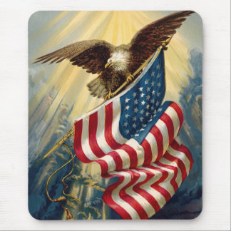 Vintage Patriotism, Patriotic Eagle American Flag Mouse Mat