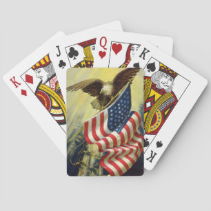 Vintage Patriotism, Patriotic Eagle American Flag Playing Cards