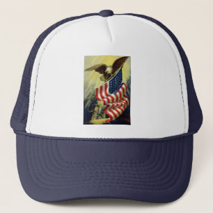 Vintage Patriotism, Patriotic Eagle American Flag Trucker Hat