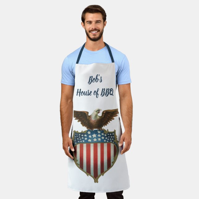 Vintage Patriotism, Proud Eagle over American Flag Apron (Worn)