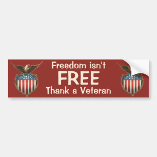 Vintage Patriotism, Proud Eagle over American Flag Bumper Sticker