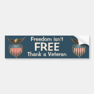 Vintage Patriotism, Proud Eagle over American Flag Bumper Sticker