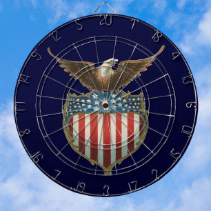 Vintage Patriotism, Proud Eagle over American Flag Dartboard