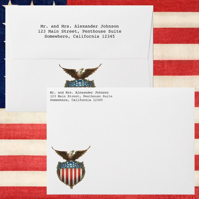 Vintage Patriotism, Proud Eagle over American Flag Envelope (Creator Uploaded)