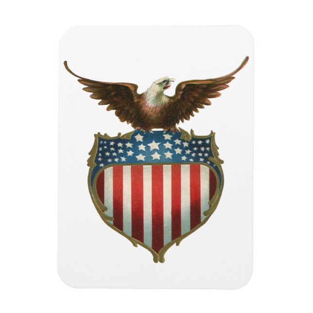 Vintage Patriotism, Proud Eagle over American Flag Magnet (Vertical)