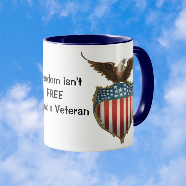 Vintage Patriotism, Proud Eagle over American Flag Mug (Creator Uploaded)