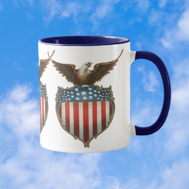 Vintage Patriotism, Proud Eagle over American Flag Mug (Creator Uploaded)