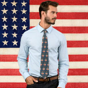 Vintage Patriotism, Proud Eagle over American Flag Tie
