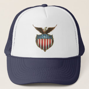 Vintage Patriotism, Proud Eagle over American Flag Trucker Hat
