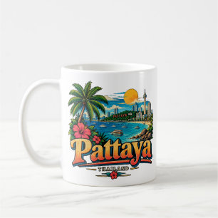 Vintage Pattaya Thailand Travel Art Landmark Coffee Mug