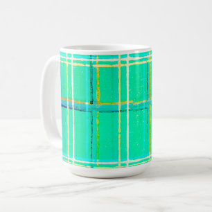 Vintage Pattern Aqua Green Plaid Mug Cup