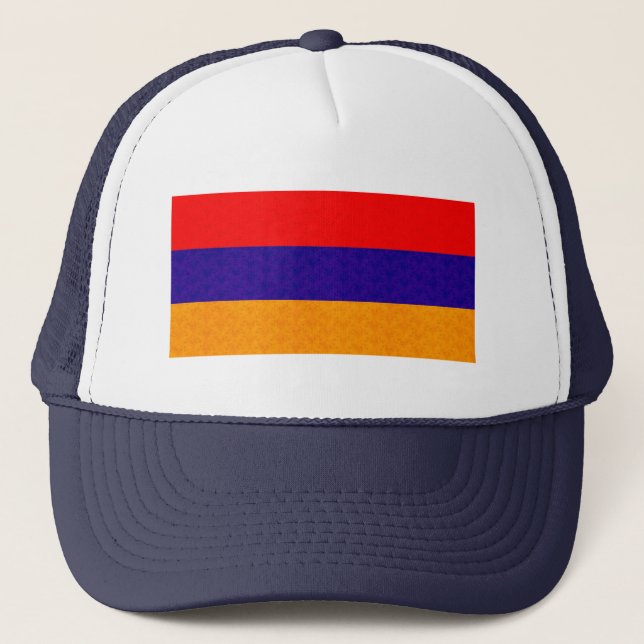 Vintage Pattern Armenian Flag Trucker Hat (Front)