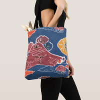 Vintage Pattern Bingata: Cranes on a distant mount