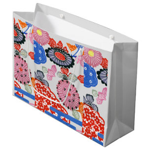 Vintage Pattern Bingata: Small cherry blossoms ... Large Gift Bag