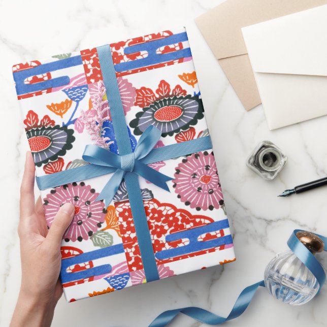 Vintage Pattern Bingata: Small cherry blossoms ... Wrapping Paper (Gifting)