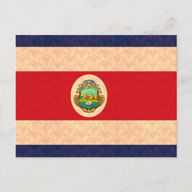 Vintage Pattern Costa Rican Flag Postcard (Front)