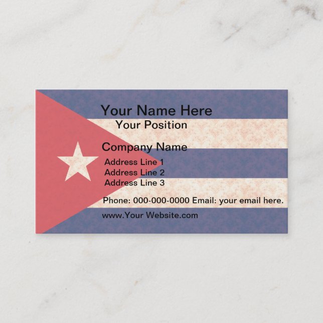 Vintage Pattern Cuban Flag Business Card (Front)