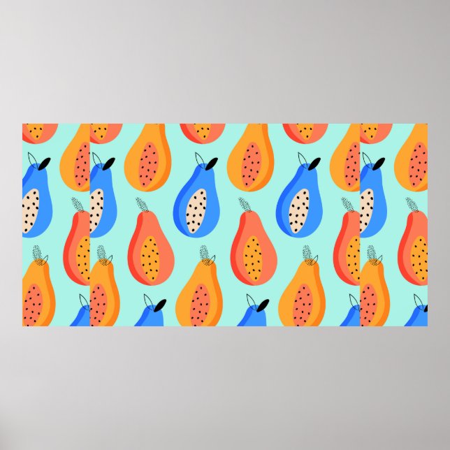 vintage pattern. Cute citrus summer fruit. illustr Poster (Front)