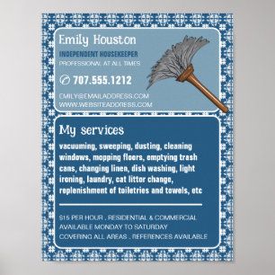 Vintage Pattern & Duster, Housekeeper, Maid Poster