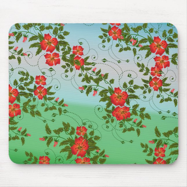 Vintage  Pattern Elegant Red Roses Mouse Mat (Front)