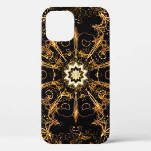 Vintage pattern. Golden grid. Snowflake, Christmas iPhone 12 Case