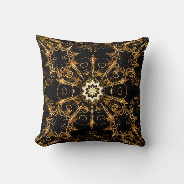 Vintage pattern. Golden grid. Snowflake, Christmas Cushion (Front)