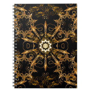 Vintage pattern. Golden grid. Snowflake, Christmas Notebook