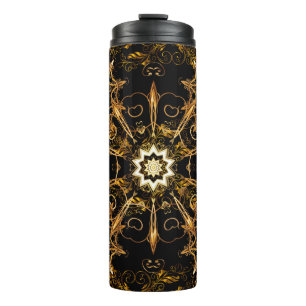 Vintage pattern. Golden grid. Snowflake, Christmas Thermal Tumbler