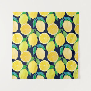 Vintage pattern illustration of watercolor lemon tapestry