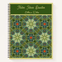 Vintage pattern in Green with Blue Flowers
