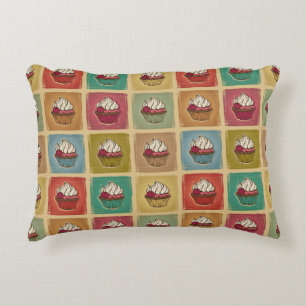 Vintage pattern made of cupcakes decorative cushion