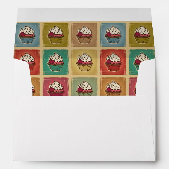 Vintage pattern made of cupcakes envelope (Back (Bottom))