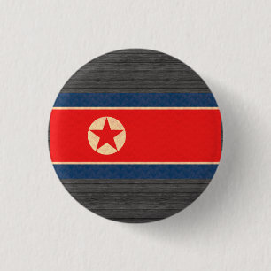 Vintage Pattern North Korean Flag 3 Cm Round Badge