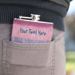 vintage pattern of colourful knitted stripes fun hip flask