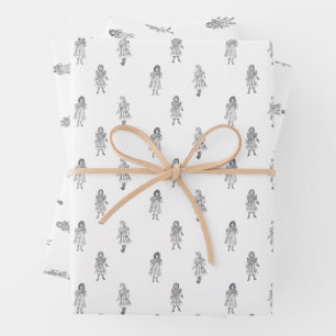 Vintage Pattern of Girls from Delinieator 1899 Wrapping Paper Sheet