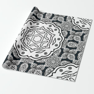 Vintage pattern on blue background with white elem wrapping paper
