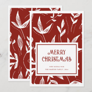 Vintage Pattern Red And White Christmas Card