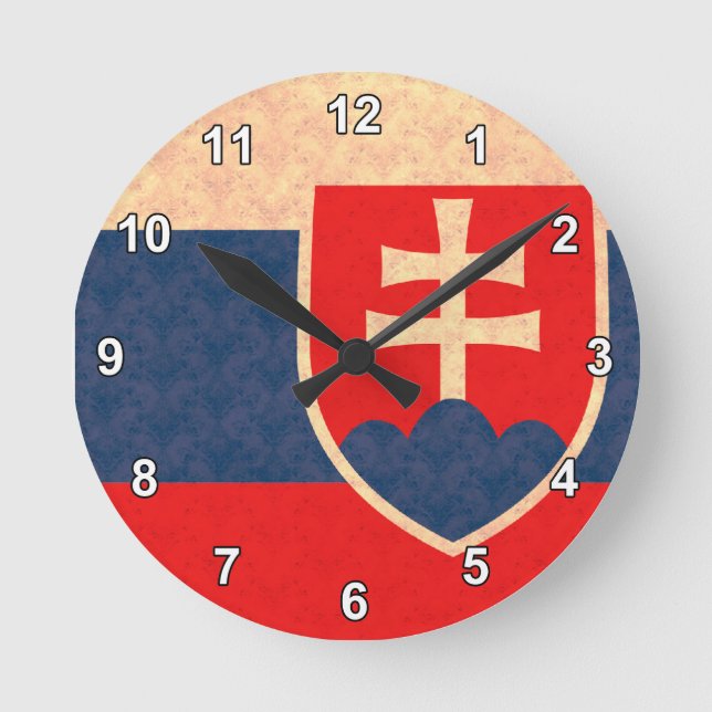 Vintage Pattern Slovak Flag Round Clock (Front)