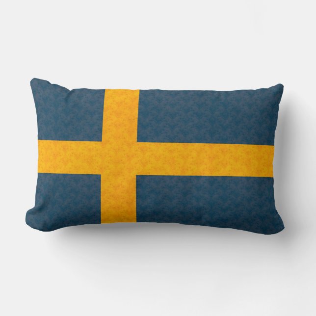 Vintage Pattern Swedish Flag Lumbar Cushion (Front)