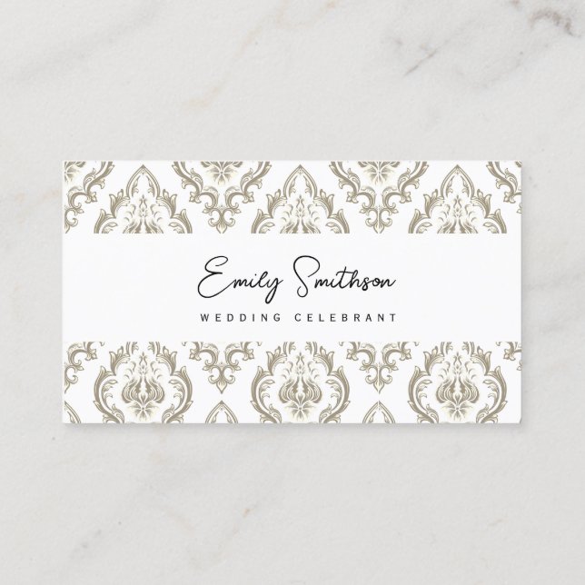Vintage Pattern Wedding Celebrant Business Card (Back)