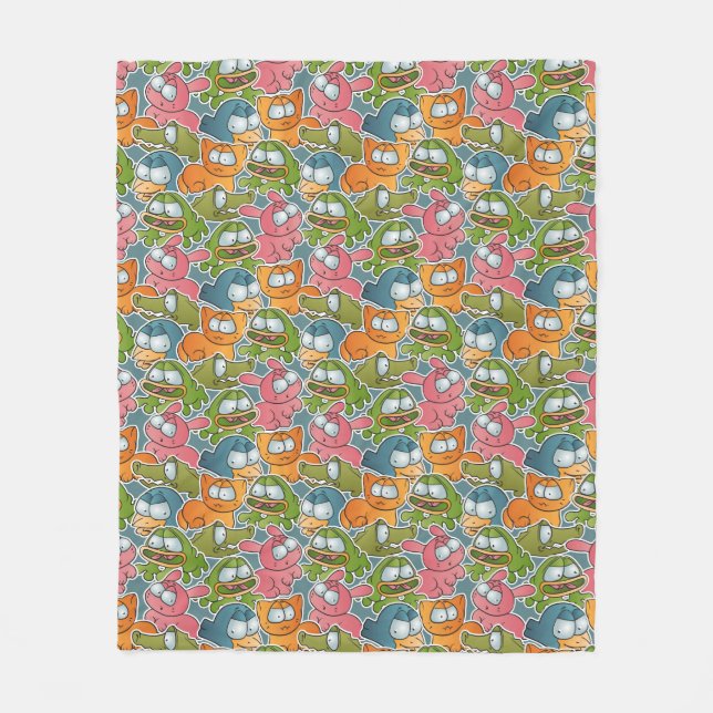 Vintage pattern with cartoon animals fleece blanket (Front)
