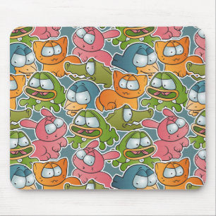 Vintage pattern with cartoon animals mouse mat