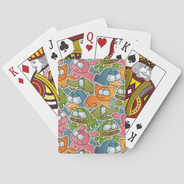 Vintage pattern with cartoon animals playing cards (Back)