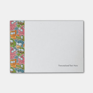 Vintage pattern with cartoon animals post-it notes