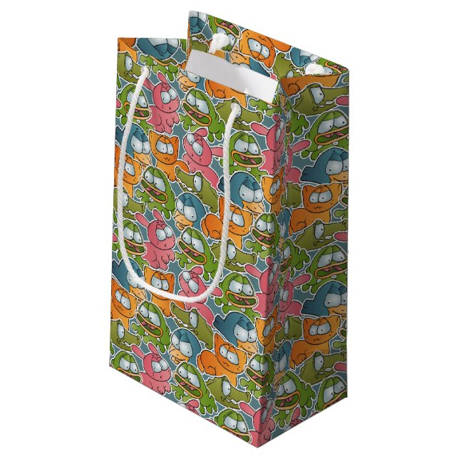 Vintage pattern with cartoon animals small gift bag (Back Angled)