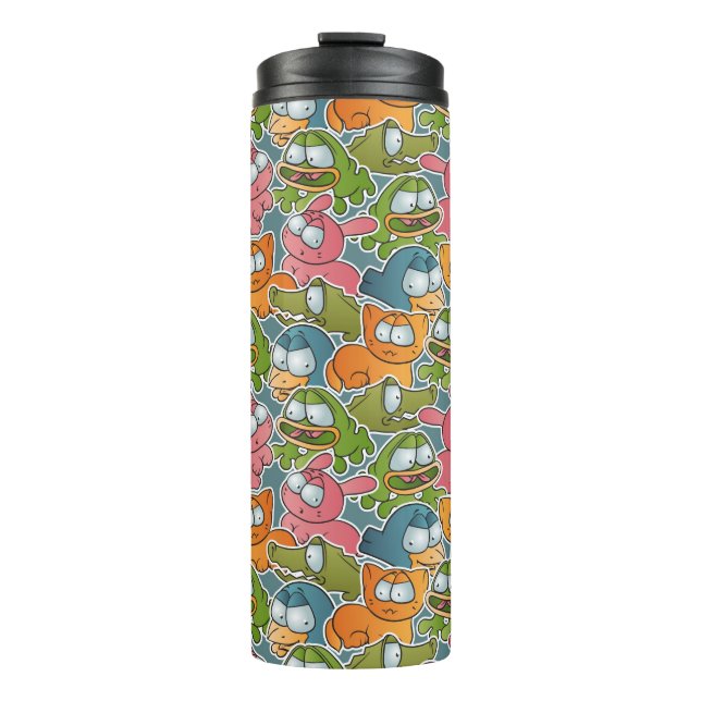 Vintage pattern with cartoon animals thermal tumbler (Front)