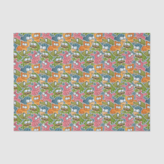 Vintage pattern with cartoon animals tissue paper (Front)