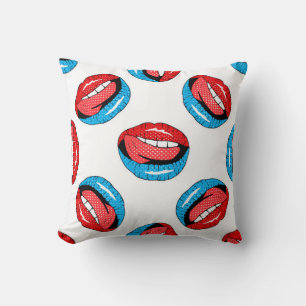 Vintage pattern with cartoon patch badges with lip cushion