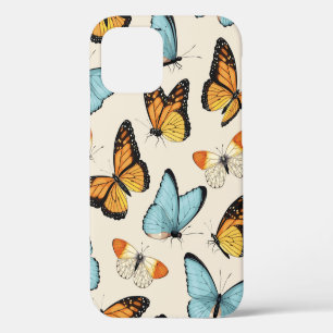 Vintage pattern with high detailed tropic butterfl iPhone 12 case